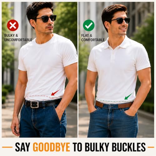 Image of Buckleless Elastic Belt | Invisible No-Buckle Stretch Belt with Metal Hooks for Men & Women | Adjustable Lazy Waistband for Jeans and Trousers (1 PAIR)