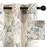 Sheer Linen Curtains 84 Inches for Bedroom Burlap Effect Linen Curtain Draperies for Living Room...