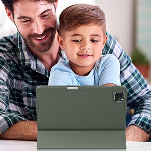Image of ZryXal New iPad Pro 13 Inch Case (M5) 2025 / (M4) 2024 with Pencil Holder, Smart iPad Case [Support Pencil Pro and Pencil (USB-C)], Support Touch ID and Auto Wake /Sleep (New Dark Green)