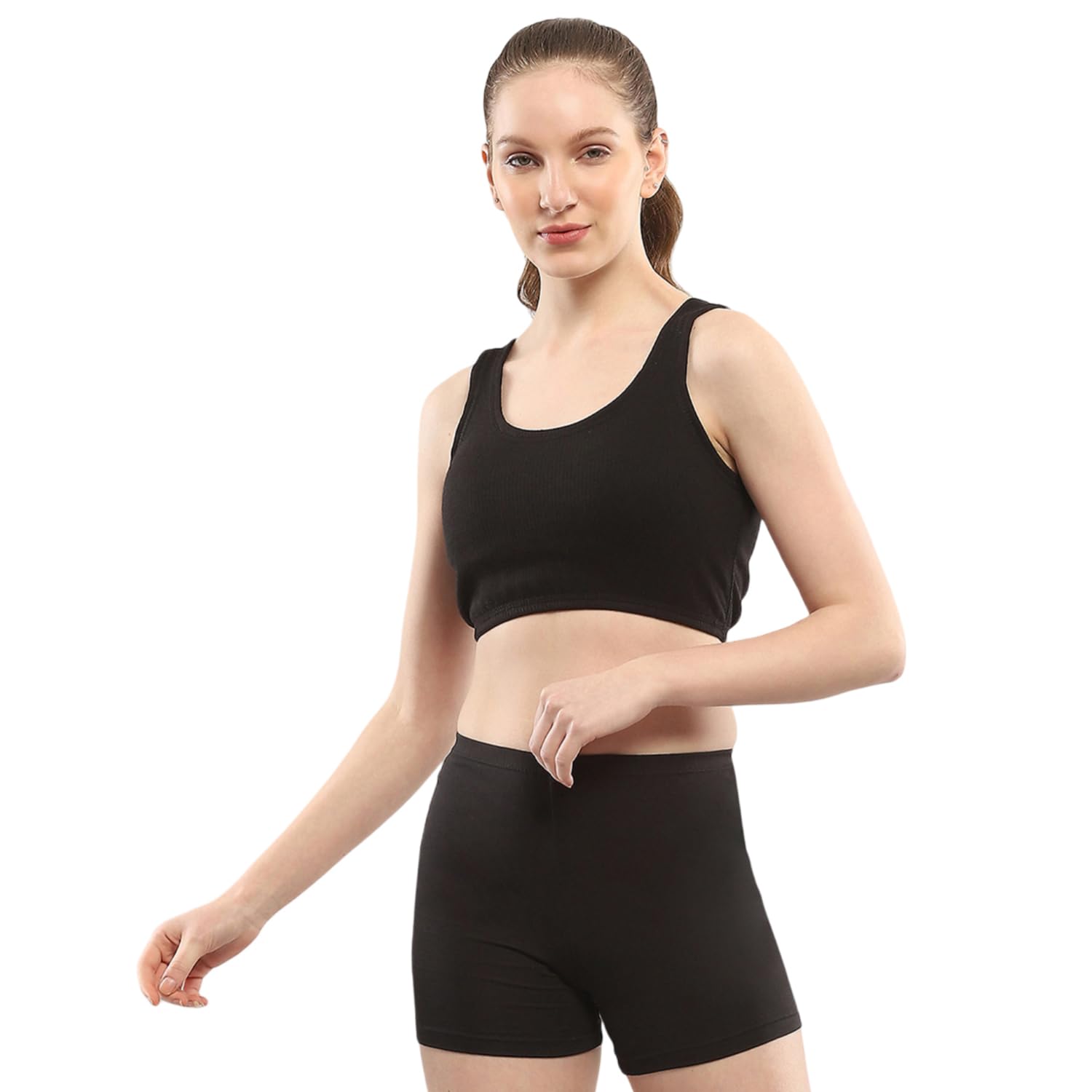 monte carlo Womens Solid Black Round Neck Sleeveless Thermal Vest-picture-22