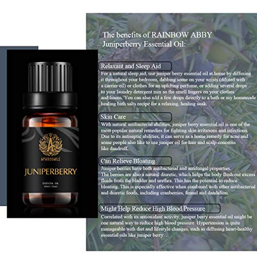 Aromaterapia Enebro Bayas aceite esencial, 0,33oz-10ml grado terapéutico Enebro Bayas aceite esencial Fragancia para difusores, humidificador, 100% puro Enebro Bayas Aceite Esencial para hogar,masaje