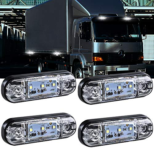yifengshun 4 uds luz indicadora de marcador lateral LED luces de posición laterales traseras delanteras 12 V para camión Camper Van Camión RV luces de marcador(Blanco) Cover