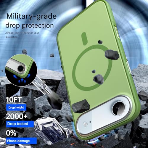 Image of VONZEE Magnetic for iPhone 17 Air Case (2025)(Compatible with MagSafe)(Military Grade Drop Protection) Matte Shockproof with Anti-Fingerprint Phone Cover, 6.6''|Green