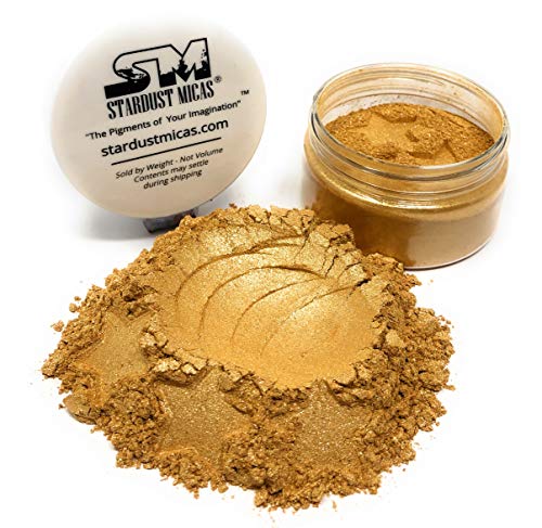 Stardust Mica with Gold Pearl Powder for Resin, Cosmetic Grade Gold Shimmer, Biodegradable Natural Mineral Mica Powder, Mica Powder for Epoxy Resin Making, Gold Embossing (Gold Shimmer, 36 Gram Jar)
