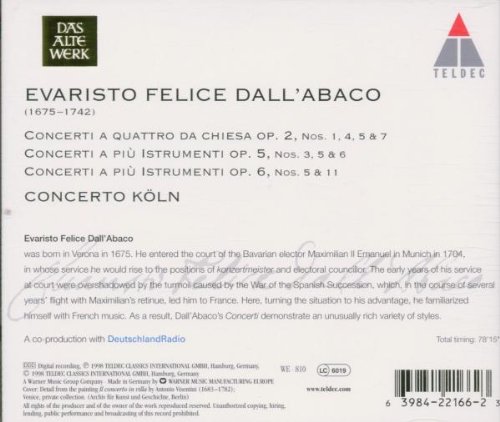 Miniatura 2 de Evaristo Felice Dall'Abaco Concerti - Concerto Köln