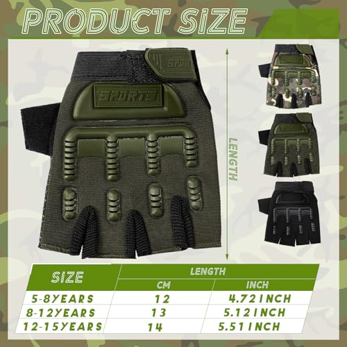 Image of Boao 3 Pairs Kids Half Finger Bike Gloves