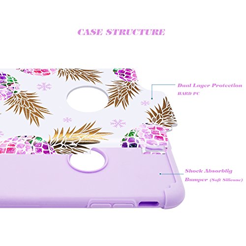 Fingic 6/6S Case,Iphone 6 Case Pineapple, Slim Glossy Phone Cover Romantic Purple Pineapple&Snowflake 2 In 1 Hybrid Case Anti-Scratch Protective Cover Case For Iphone 6 6S 4.7",White/Naive Purple #TOP2