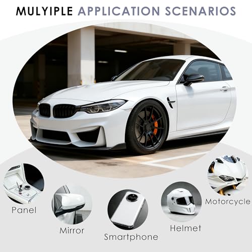 Image of Car Wrap Vinyl, 1ft x 5ft Gloss White Vinyl Wrap for Cars - Bubble Free Vehicle Sheet Roll for Body Protection, Scratch Resistance (Gloss White)