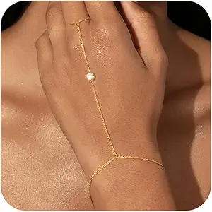 Bracelet for Women - Dainty Stack Bracelets Trendy Adjustable 14K Gold Plated Thin Paperclip Bead Box Satellite Figaro Cuban Link Chain Bracelet Set for Women Waterproof Jewelry Gift