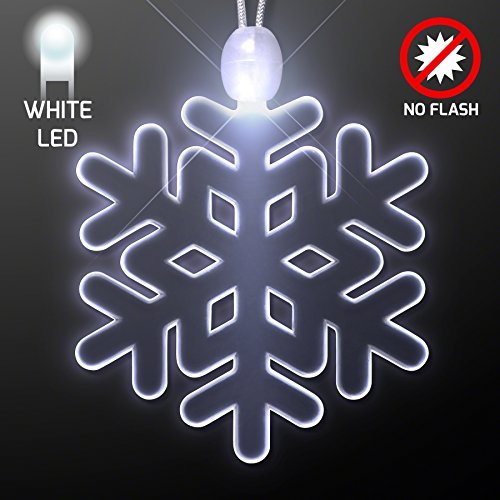 FlashingBlinkyLights White Winter Snowflake Light Up LED Necklace