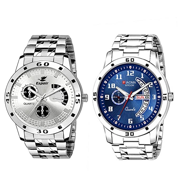 Emmanuel Watch Blue and Silver Combo Analog Watch - for Men (Pack of 2) (B0C6GGXC4B) Amazon Price History, Amazon Price Tracker