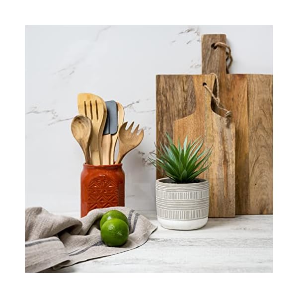 'Kurrajong Farmhouse Artificial Plant | 8'' Fake Plant for Desk Decor | Artificial Succulent in Pot | Fake Succulent Diamond Pattern Pot' – Bild 7