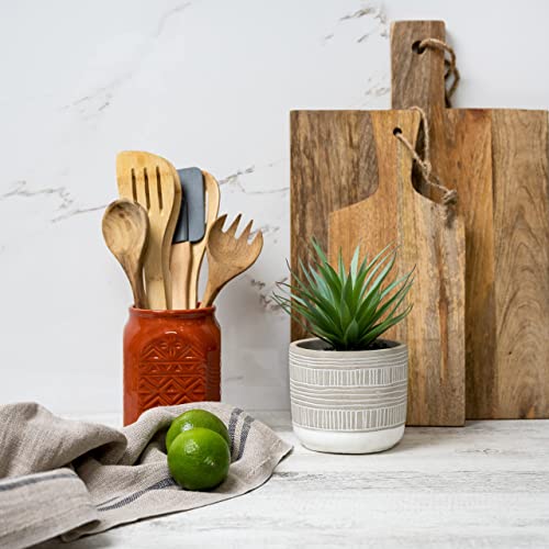 'Kurrajong Farmhouse Artificial Plant | 8'' Fake Plant for Desk Decor | Artificial Succulent in Pot | Fake Succulent Diamond Pattern Pot' – Bild 7