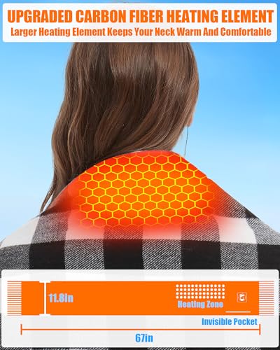 Heated Scarf - Neck Warmer, Men and Women Rechargeable Heating Scarfs with 10000mAh Battery, 3 Heated Levels3