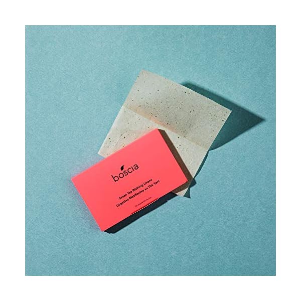 boscia Green Tea Blotting Linens - Vegan, Cruelty-Free, Natural Skin Care - Oil Blotting Sheets for Face - For Combination to Oily Skin Types - Travel Size - 100 Sheets