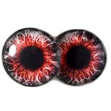 40mm Pair of Large Red and Black Demon Fantasy Glass Eyes