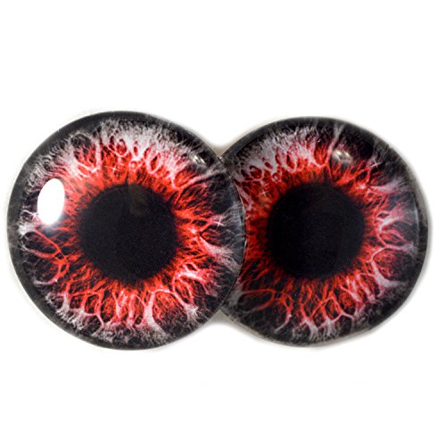 40mm Pair of Large Red and Black Demon Fantasy Glass Eyes