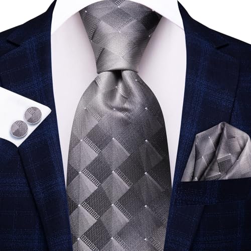 Image of Dubulle Mens Tie and Lapel Pin Paisley Striped Floral Necktie for Men Pocket Square Cufflinks 4PCS Set Wedding Party