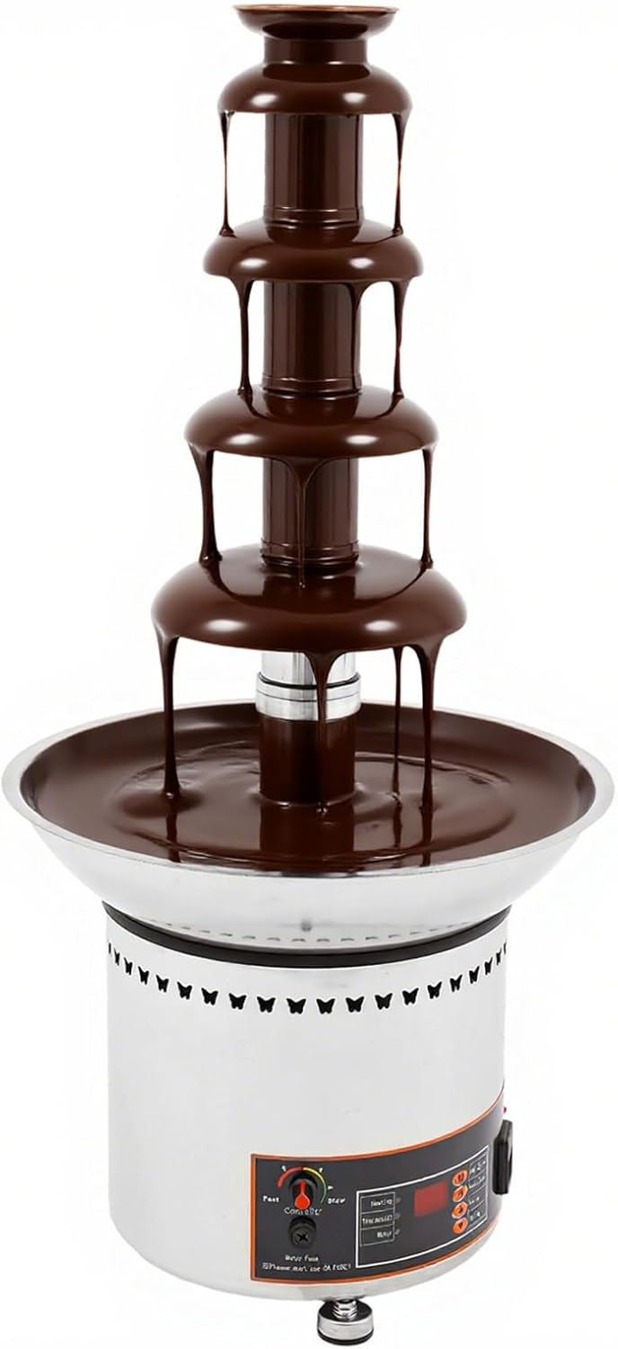 5-Tier Chocolate Fountain Machine - 6.6lbs Large Capacity, Digital Temperature Control (86-302°F), 110V Commercial Grade Stainless Steel Fondue Fountain for Parties, Weddings, Events & Catering