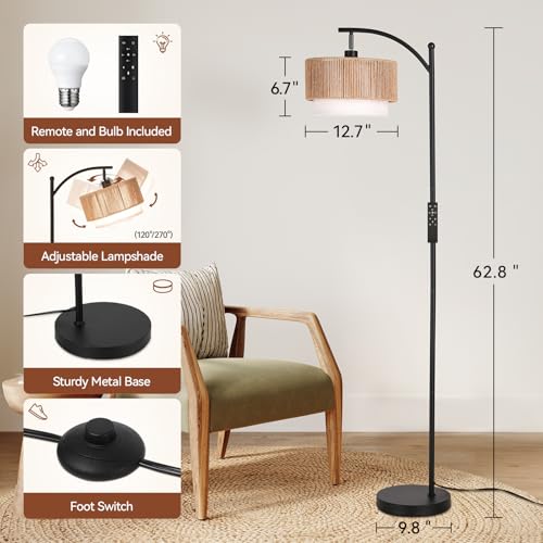 Image of SUNMORY Arc Floor Lamps for Living Room with 12W Remote and Dimmable Bulb