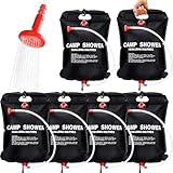 VIHOSE 6 Pcs Solar Shower Bags 5 Gallons/ 20 l Solar Heating Camping Shower Bags with Removable Hose for Camping Beach Swimming Outdoor Traveling Hiking Climbing(Black)