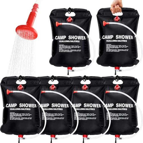 VIHOSE 6 Pcs Solar Camping Shower Bags (20L)