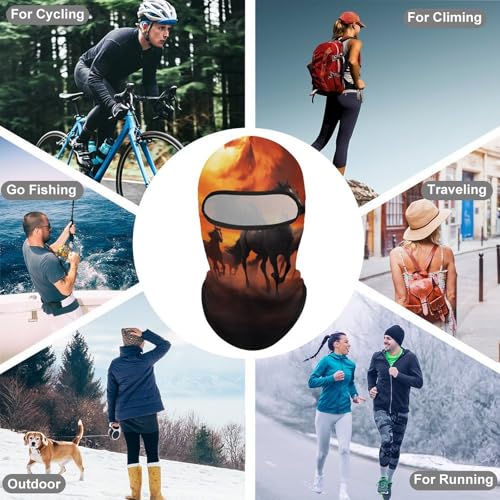 Balaclava para hombre, máscara para esquí y ciclismo, con diseño de nubes brillantes rojas, cubreboca para invierno miniatura 6