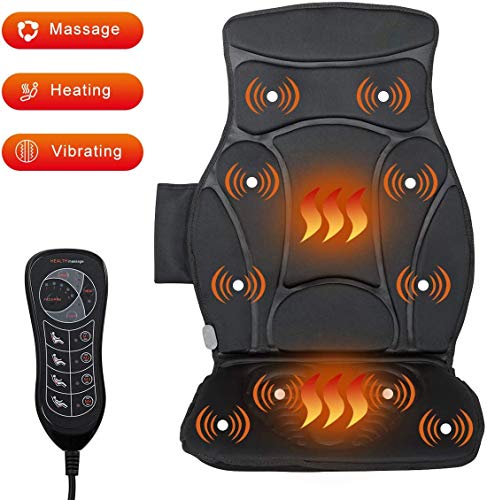 Giantex Car Seat Back Massager Cushion with Heat, 10 Vibrating Motors, 5 Modes
