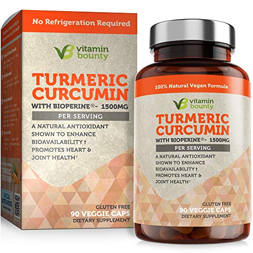 Vitamin Bounty Turmeric Curcumin Supplement 1500mg - with Bioperine, 95% Standardized Curcuminoids - All Natural Joint Pain Relief & Anti-Inflammatory