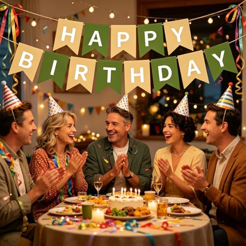 Image of Happy Birthday Banner Birthday Party Supplies (Bean Green)