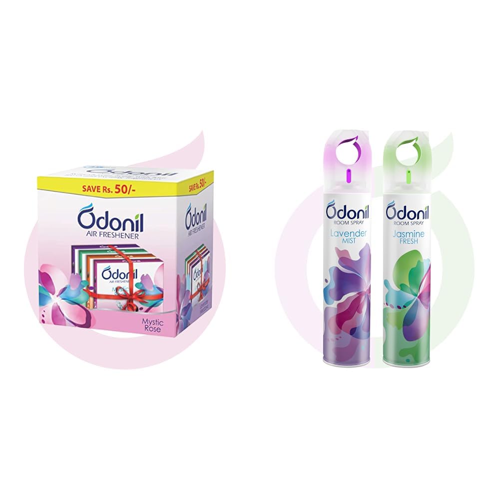 Odonil Bathroom & Toilet Air Freshener Blocks 288g (Pack of 4 x 72g) | Germ Protection | Lasts Up to 45 Days Freshness | 4 Fragrances in One Pack | Lavender, Orchid, Jasmine & Rose | For Home-picture-28