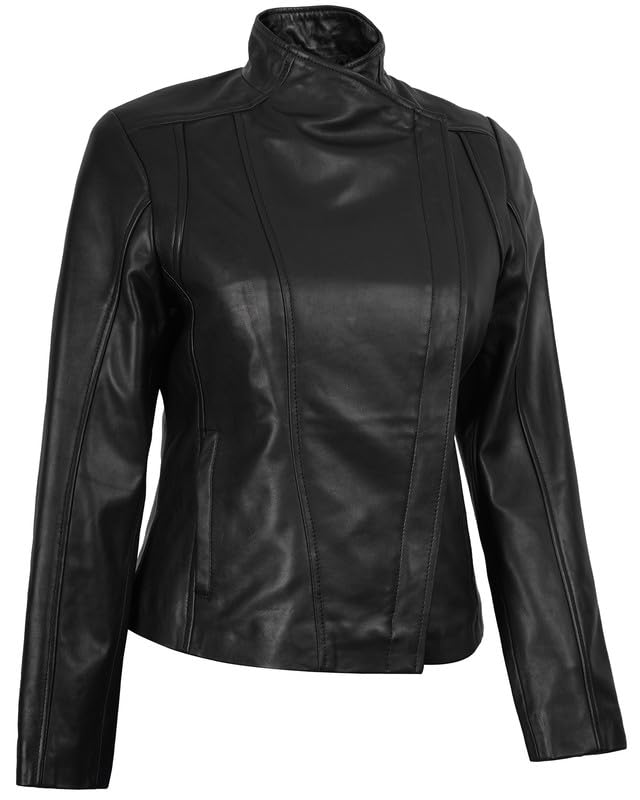 Image of Blingsoul Womens Real Leather Jacket - Asymmetrical Leather Jackets for Women