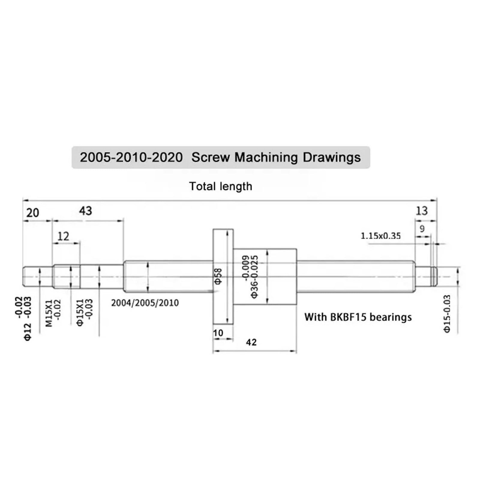 Metal Ball Screw nut end Processing Rolled Ball Screw C7 SFU2005 200-1000mm with Flange Single Ball Nut End Machined Parts(600mm)