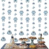 Jollyboom Denim Blue Jean Baby Shower Decorations, 8pcs a Little Denim Baby is On The Way Hanging Dot Garland Banner Streamers for Blue Jean Clothes Pregnancy Gift Decorations