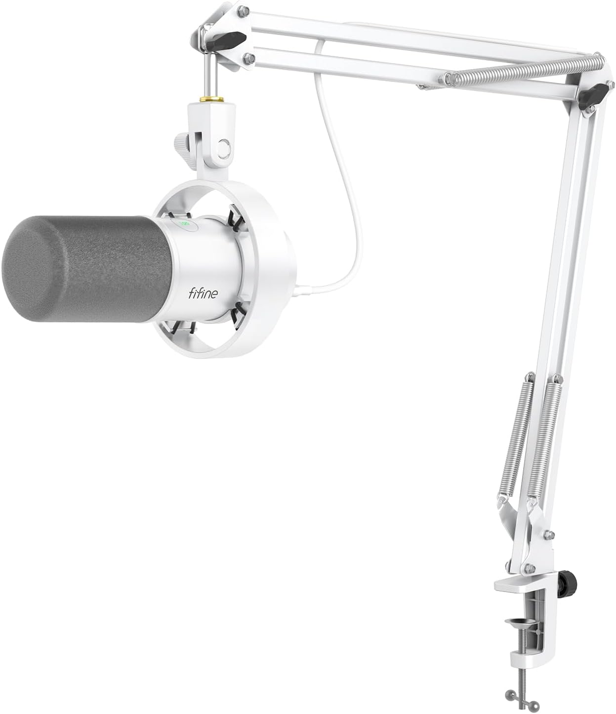 Dynamic Microphone with Boom Arm, Studio Vocal XLR Microphone, Podcast USB Mic Kit for PC with Mute Button, Volume Knob, Headphone Jack, for Streaming Recording-AmpliTank K688CT White