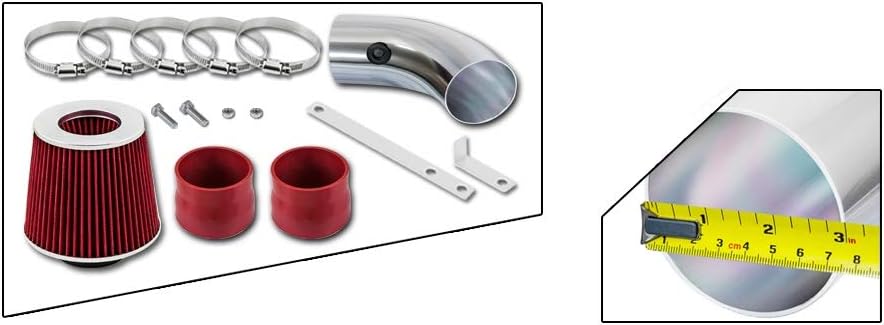 Short Ram Air Intake Kit & Red Filter Combo Compatible for 99-03 Chevrolet Tracker/Suzuki Vitara 1.6L / 2.0L Engine
