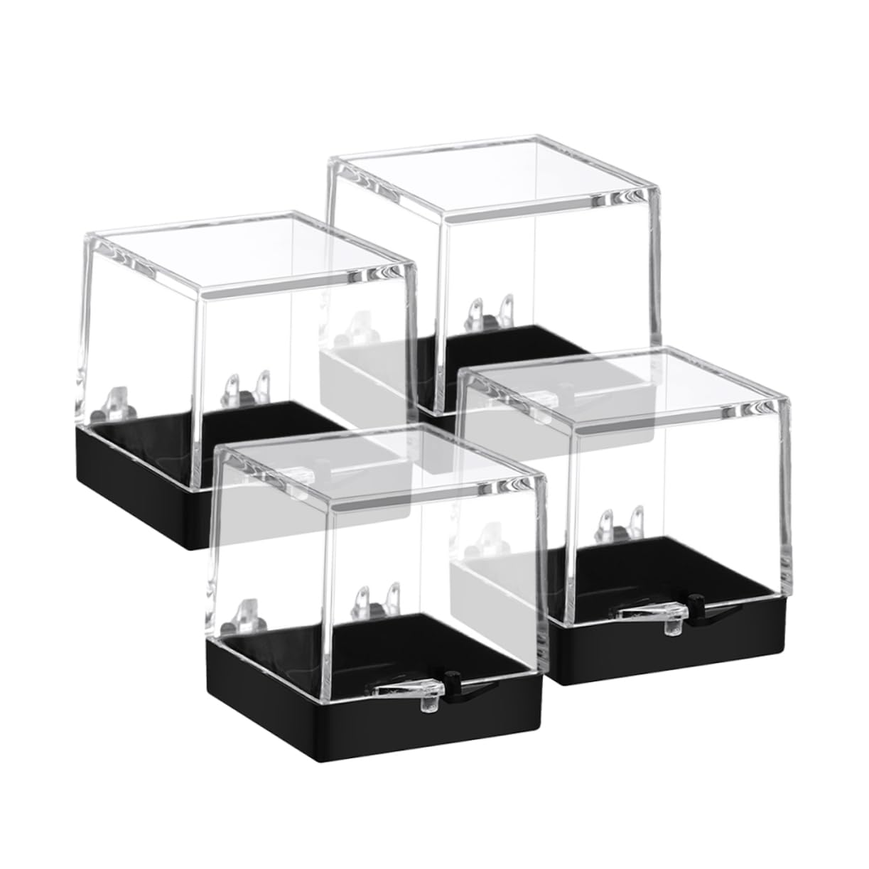 STOBAZA Plastic Mineral Specimen Showcase 4 Pack Foldable Storage Boxes for Stones Crystals