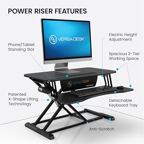 Versadesk VDPR Power Riser 32 Inch Electric Standing Desk Converter, Sit To Stand Up Height Adjustable Desk Riser thumb #2