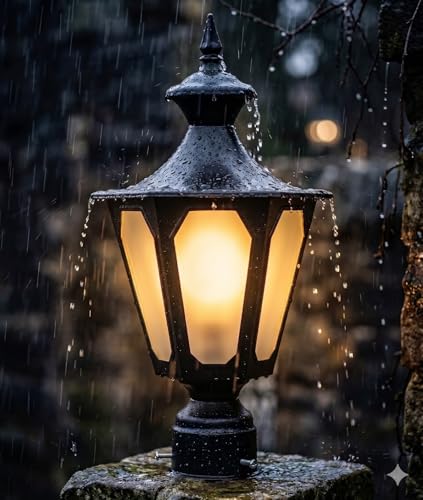Image of SINOMAN Decorative Outdoor Gate Lamp for Home Energy Efficient Waterproof Exterior Fixture for Garden Pillars, Entry Gates, Patios, Driveway, Porch, Fence Posts (Pack of 1) (Without Bulb)