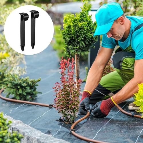 Hydrogarden 50k Gartenschlauch Anker Boden Befestigungsanker für Tropfschlauch Perlschlauch Steckgabel für 1/2 Zoll OD-Schläuche Garten Rasen Patio Schwarz