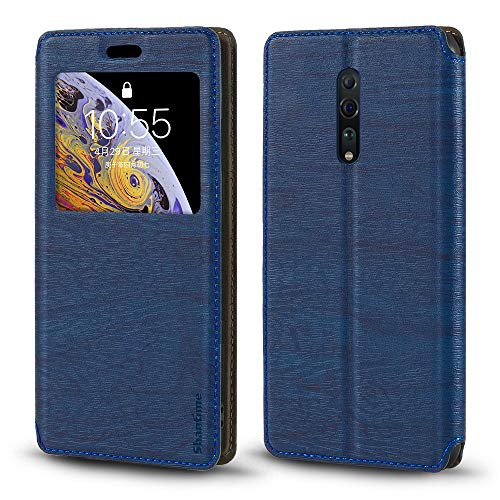 Funda de Cuero PU con Ventana Visible y Cierre Magnético Invisible Compatible con OPPO Reno Z, Cubierta Inteligente de Protección (Azul)