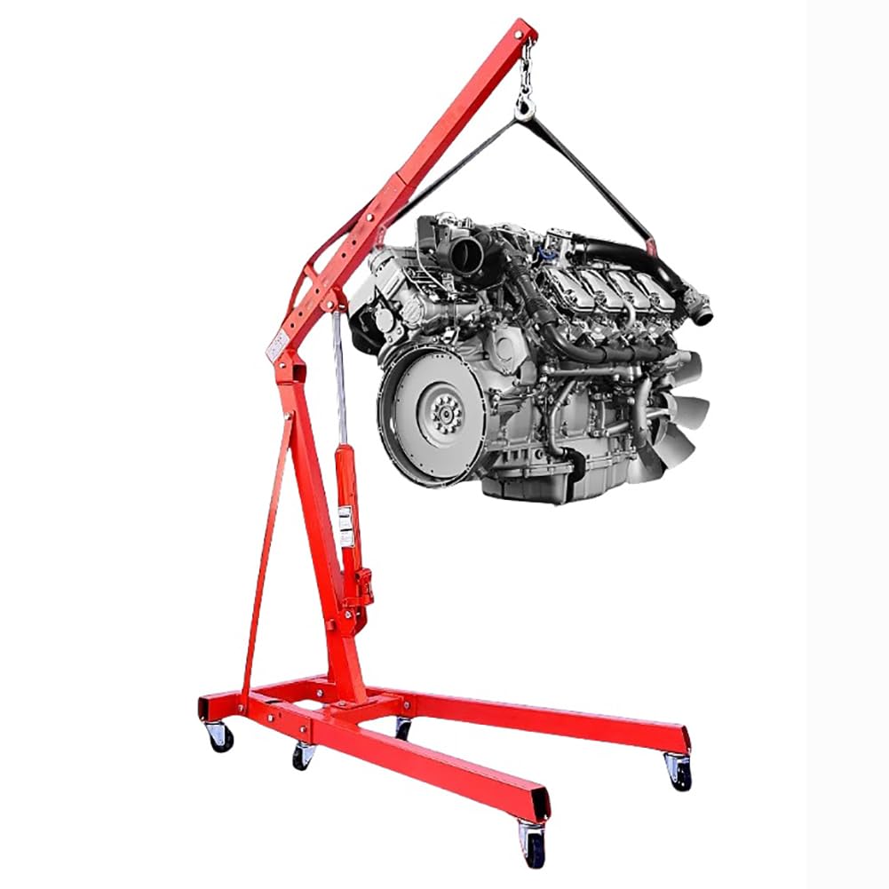 Professioneller 2T -Hydraulischer Faltkran Mit Faltbarem Rahmen Und Rädern, Heben Von Jackständer, Hochleistungs -Verstellkran, Autoständer -Hebewerkzeug Für Workshop -Garage