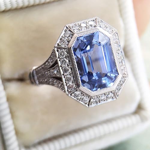 Luxury Women's Blue Cubic Zirconia Rings for Anniversary Party Fashion Engagement Accessories