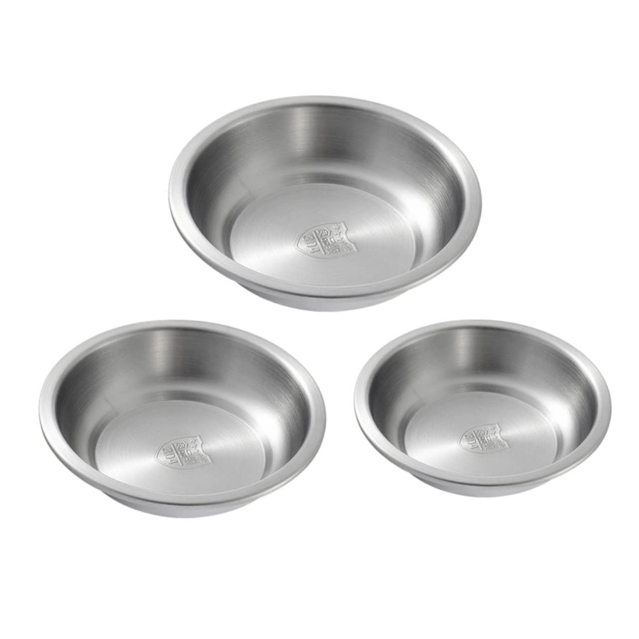 Garneck Round Stainless Steel Plate Set 3pc Dinner Plate Metal Dinner Dish for Camping Use