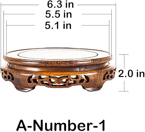 Miniatura 2 de GOLDY&WENDY Jarrón redondo de madera con base de pollo, base de madera, estatua de Buda para pecera, soporte de exhibición de piedra, pedestal