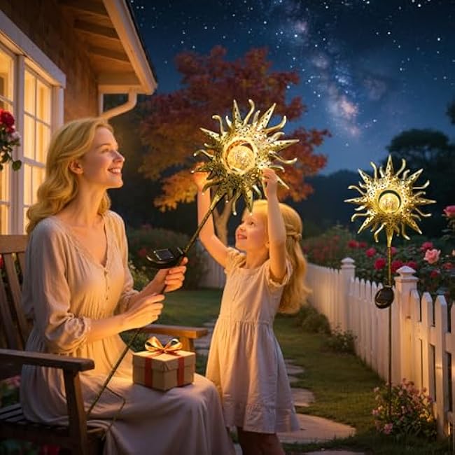 TAKE ME Sun Solar Lights Metal Decorative Stakes