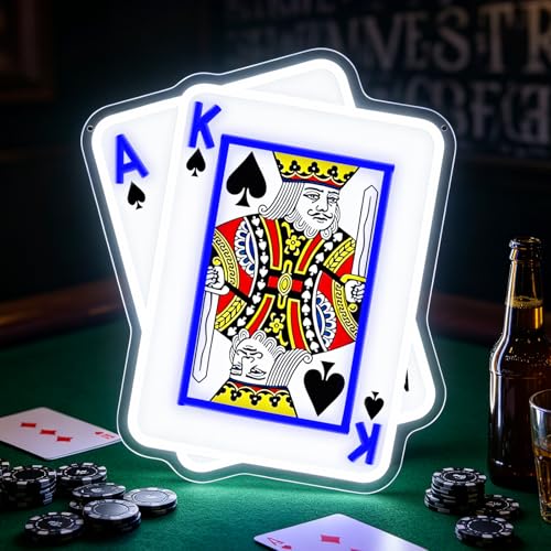 Image of inchA,K inchPoker Neon Signs for Wall Decor LED Playing Cards Neon Light for Poker Room Casino Bar Man Cave Decorations Bedroom Birthday Party Gift for Teens Poker Players