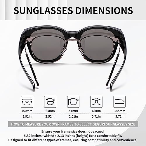 Image of GEGURI Polarized Sunglasses Fit Over Glasses for Men Women, Oversized Square Sun Glasses UV400 Protection Shades