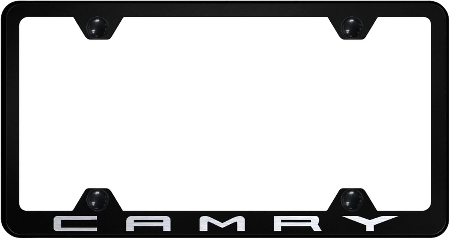 Au-TOMOTIVE GOLD Laser Etched Logo Wide Body License Plate Frame for Toyota Camry (Black)