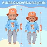 5 Pcs Baby Dolls Clothes for 14-18 Inch Doll, Baby Doll Accessories for 35-45cm Dolls, Sweet Dolls Clothes with Fox Hoodie Grey Trousers Fox Beret Hanger Socks, Fox Doll Clothing Gift for Girls Boys - Image 6